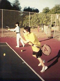 Tennis exercise at Gunn high scool, Junko and Haruka